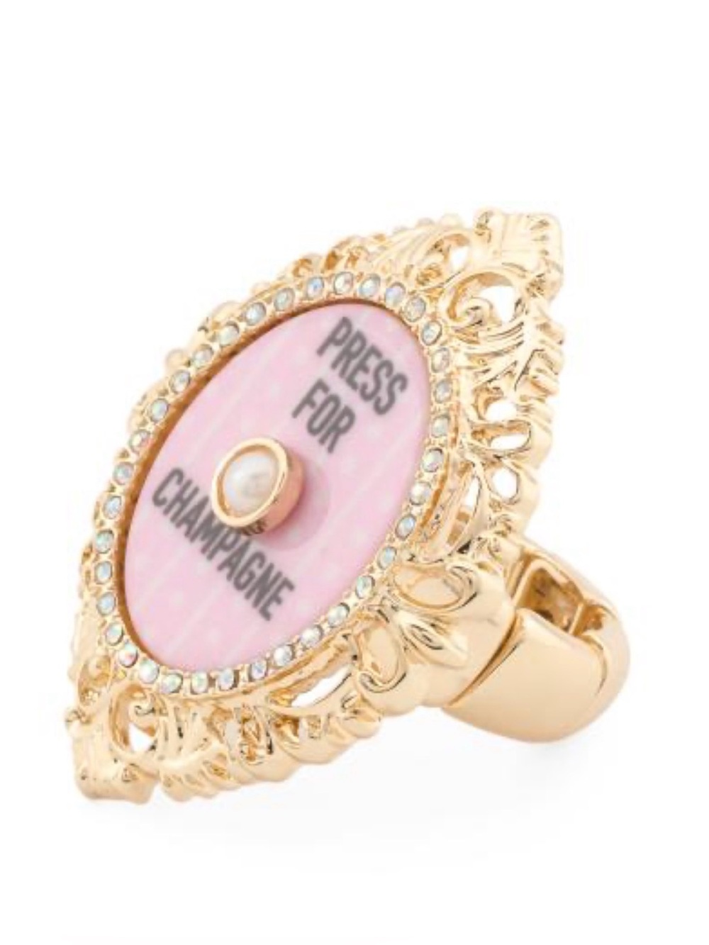BETSEY JOHNSON PRESS FOR CHAMPAGNE STRETCH COCKTAIL RING - NWT